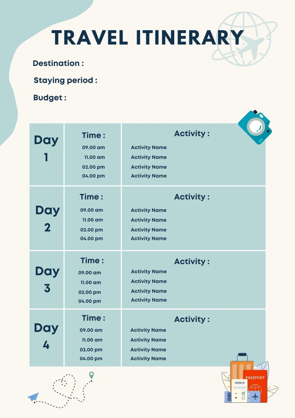 Picture of: Free and customizable itinerary planner templates  Canva