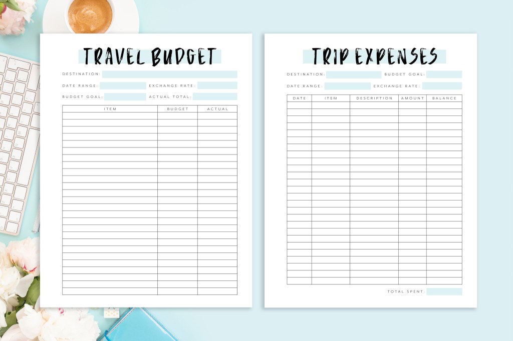 Picture of: Reise Budget Planer Seite Budget Tracker Reisekosten Seite – Etsy