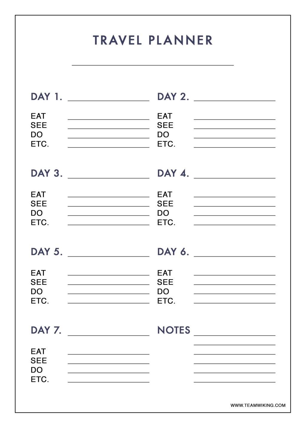 Picture of: Team Wiking  Printable Travel Planner  http://www.teamwiking